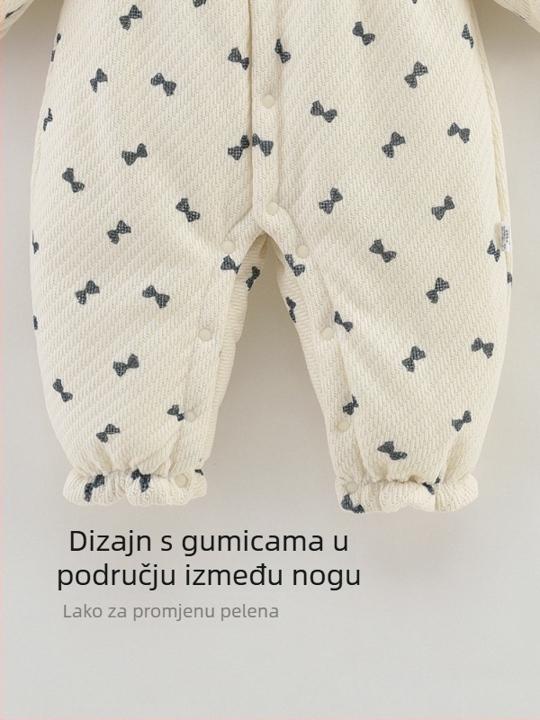 Bodiji/plazni kombinezon za bebe od pamuka, debeli, dugi rukavi, zatvaranje jednim redom gumba