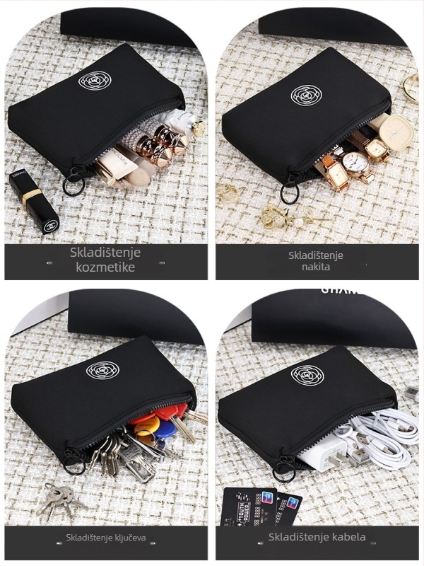 Platnena kozmetička torbica s cvjetnim uzorkom – za ruž, telefon, sat i ključeve; vodootporna, ultra lagana, suho/mokro odjeljak