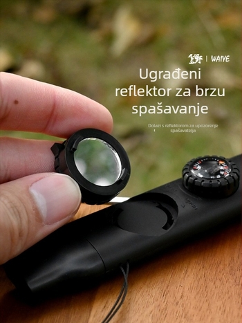 Crooked Wild Vanjska 7-u-1 zviždaljka za preživljavanje sa LED svjetlom, termometrom i kompasom