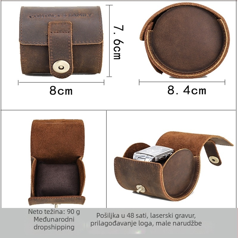 Retro ručno izrađena kutija za satove od kože Crazy Horse, prijenosna kutija za putovanja, paket 1, prilagodljiva s otisnutim logotipom