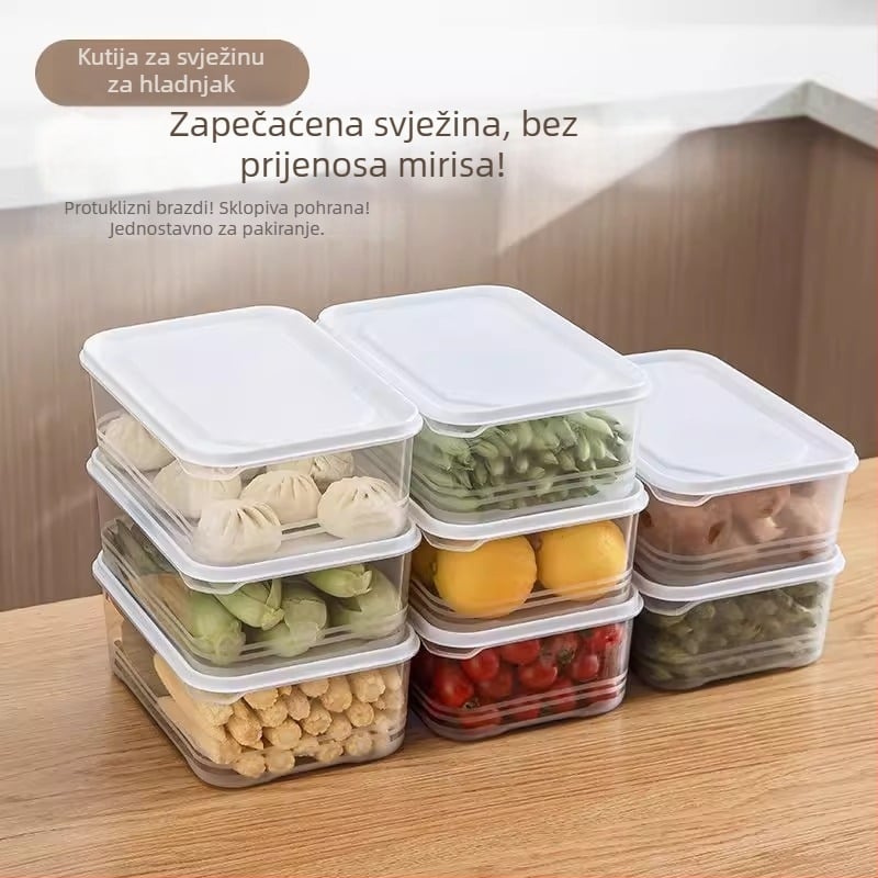 Kutija za očuvanje svježine, može u hladnjak i mikrovalnu, pravokutna, plastična, sa zatvorenim poklopcem