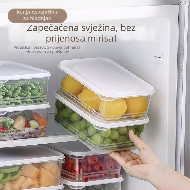 Kutija za očuvanje svježine, može u hladnjak i mikrovalnu, pravokutna, plastična, sa zatvorenim poklopcem