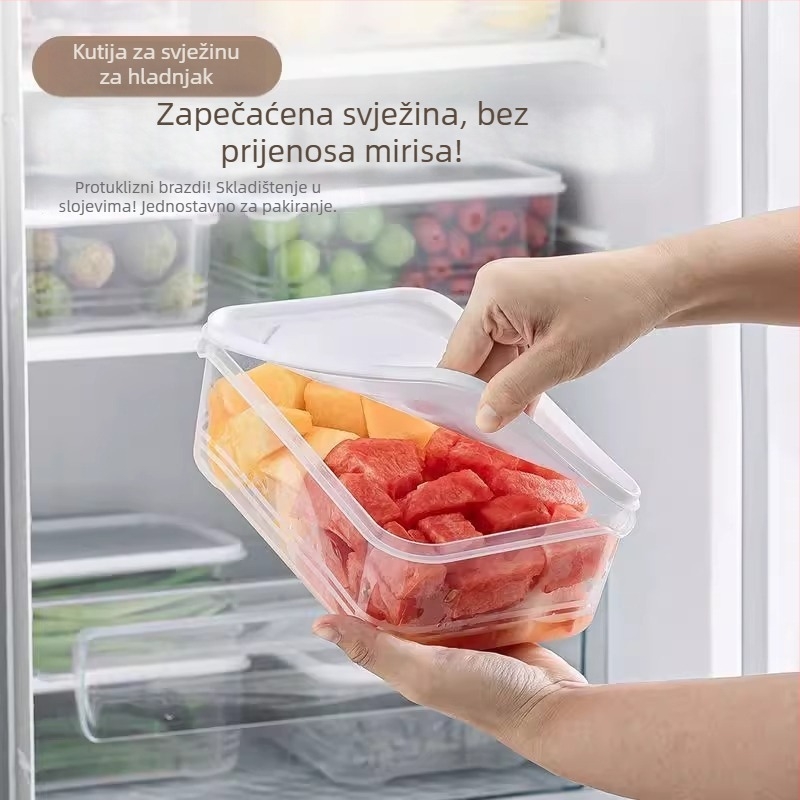 Kutija za očuvanje svježine, može u hladnjak i mikrovalnu, pravokutna, plastična, sa zatvorenim poklopcem