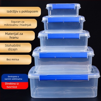 Prozirna pravokutna posuda za skladištenje od PP plastike s hermetičnim poklopcem, za hladnjak i zamrzivač