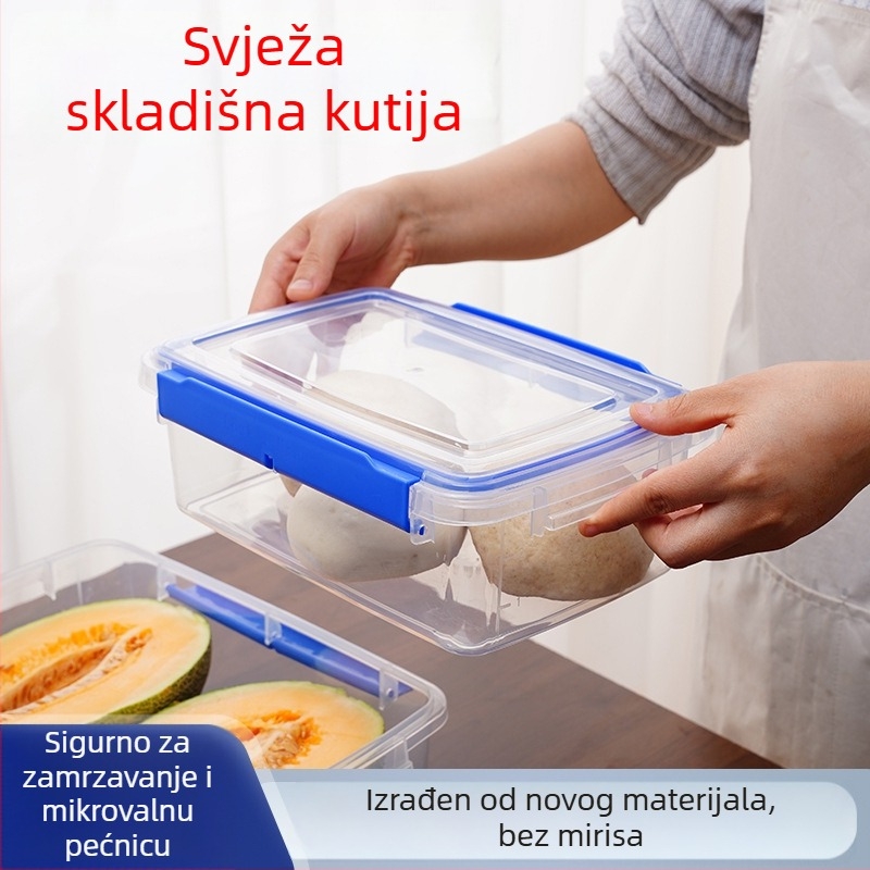 Prozirna pravokutna posuda za skladištenje od PP plastike s hermetičnim poklopcem, za hladnjak i zamrzivač