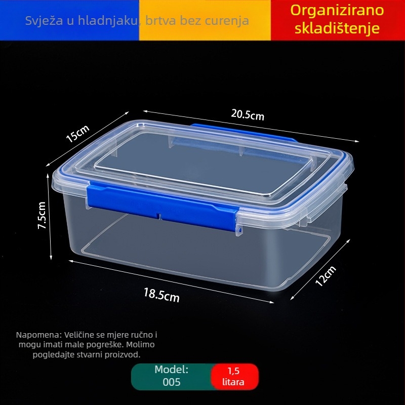 Prozirna pravokutna posuda za skladištenje od PP plastike s hermetičnim poklopcem, za hladnjak i zamrzivač