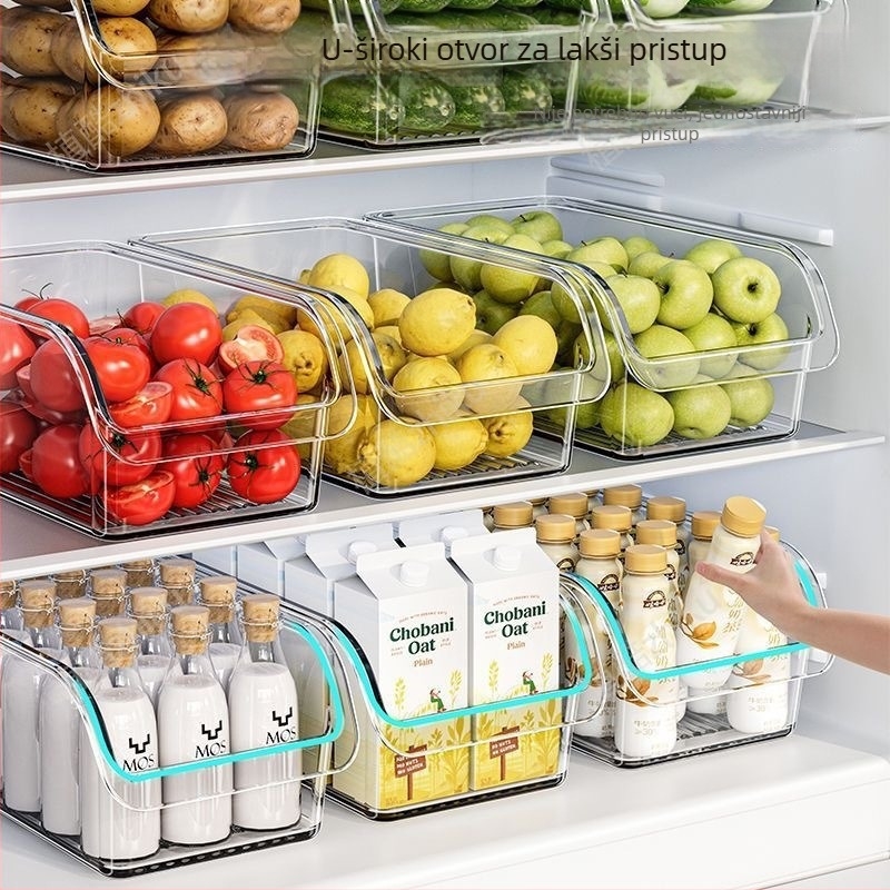 Kutija za pohranu u hladnjaku s U-oblikom nagiba otvaranja, PET materijal, moderni minimalistički stil, model PETBXSNH