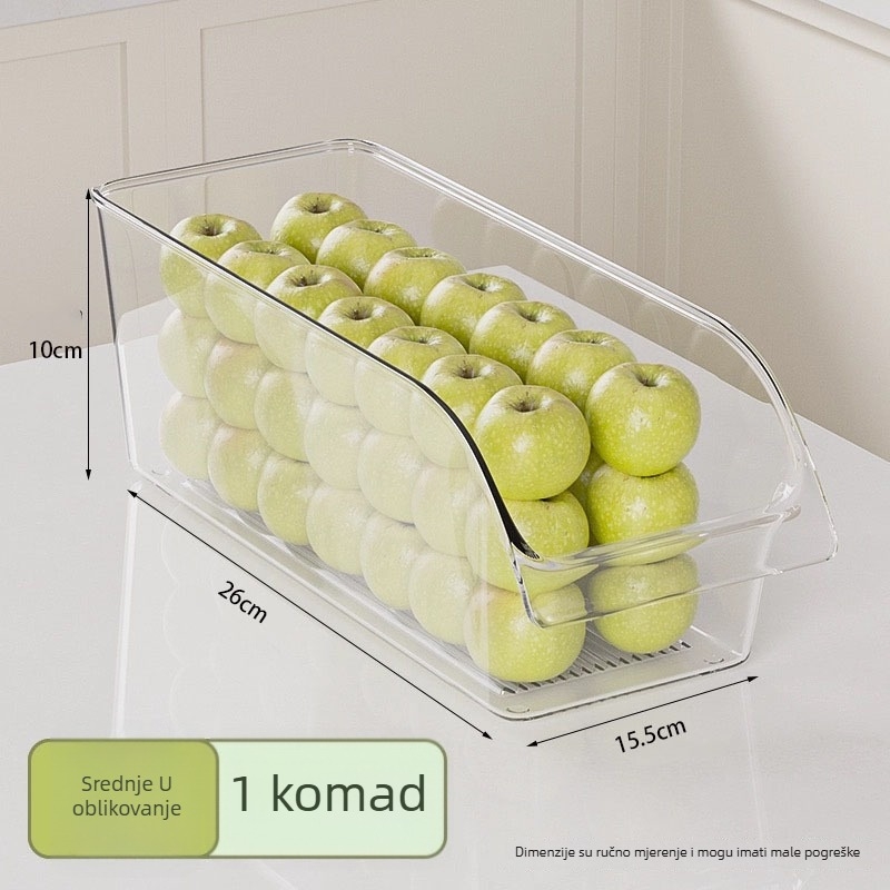 Kutija za pohranu u hladnjaku s U-oblikom nagiba otvaranja, PET materijal, moderni minimalistički stil, model PETBXSNH