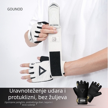 Poluprstne fitness rukavice s zaštitom dlana — poliester, za trening s bućicama i šipkama, protuklizne, kutija 100 kom