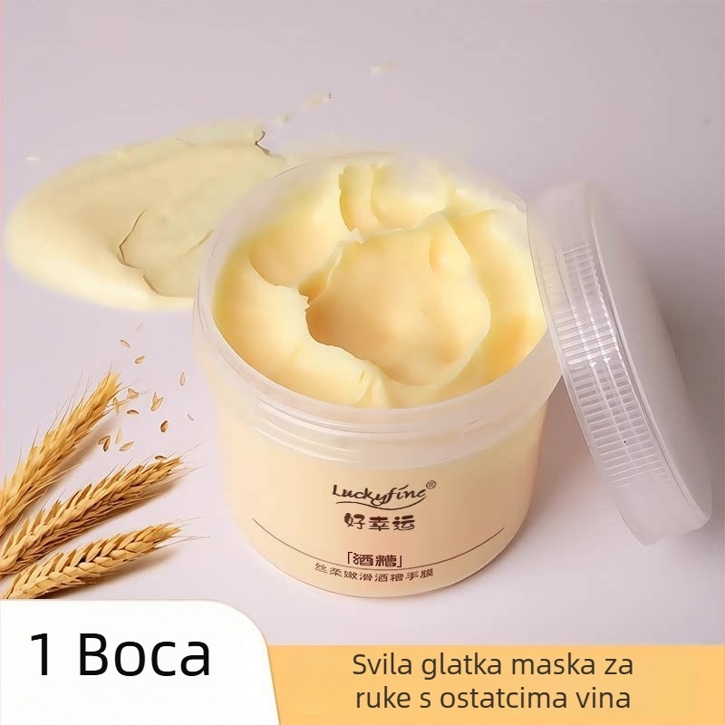 Luckyfine Maska za ruke s Sake Lees – Krema, 330 g; Sastojci: Job's Tears, Sake Lees; Djelo: Hidratacija, Vlaženje, Učvršćivanje