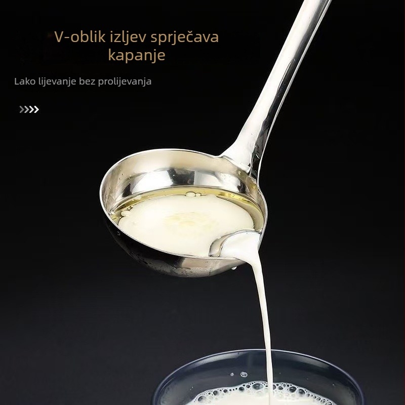 Žlica od nehrđajućeg čelika za odvajanje ulja s integriranim filtrom – kuhinjska žlica, moderni minimalistički stil