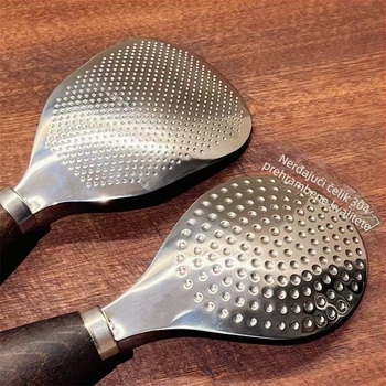 Žlica za rižu s drvenom drškom i nehrđajućim čelom, uspravni držač, otporna na visoke temperature, za električni kuhalo riže