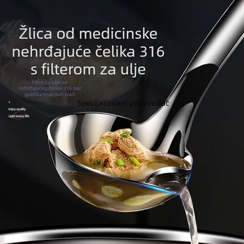 Žlica za odvajanje ulja – nehrđajući čelik 304, otporno na toplinu, kuhinjski skimmer i cjedilo za juhu