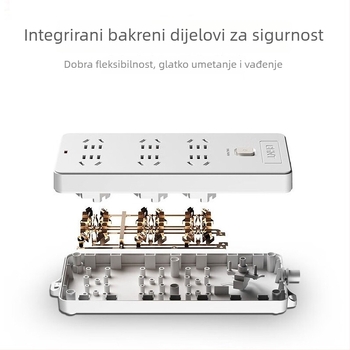 CHNT produžni kabel s 4 utičnice i 5 rupa, 5 m kabel, AC 220-240V, novi nacionalni standard