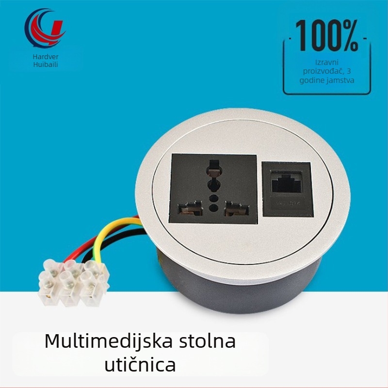 Višestruka kutija utičnica za stolnu radnu ploču – kružni dizajn