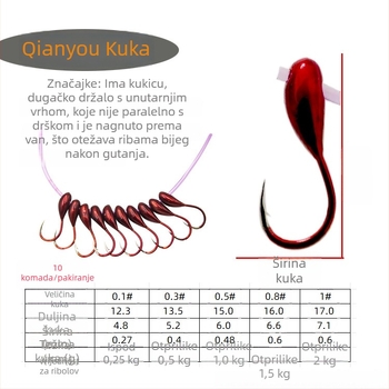 Barbovana ribarska kuka, 45 stupnjeva biomimetickog dizajna, paket od 40 komada, za ribolov uz rijeku, jezero, akumulaciju