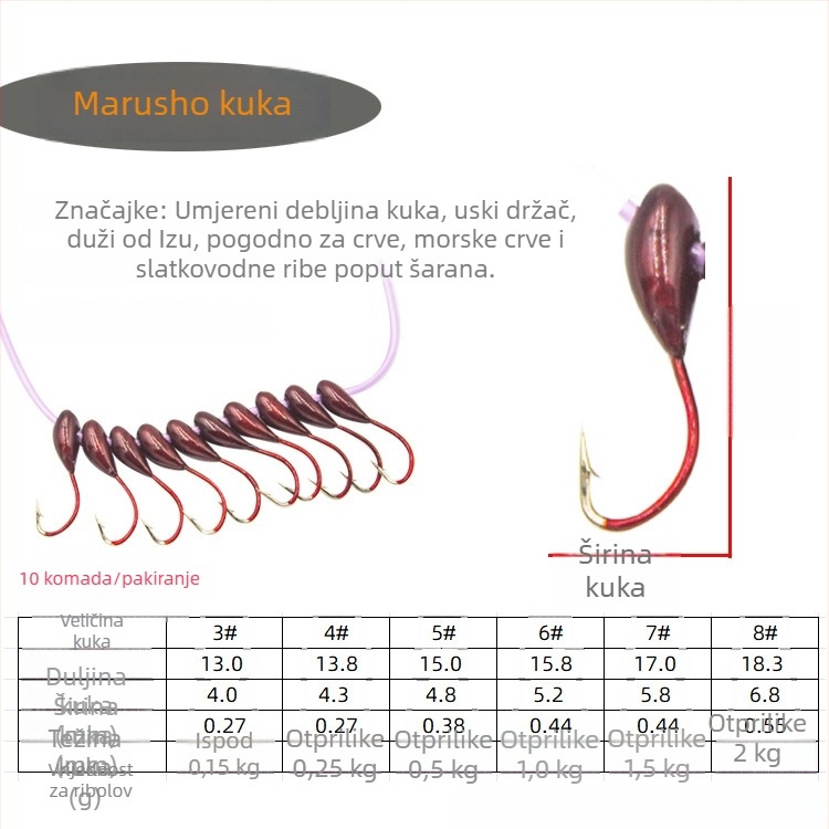Barbovana ribarska kuka, 45 stupnjeva biomimetickog dizajna, paket od 40 komada, za ribolov uz rijeku, jezero, akumulaciju