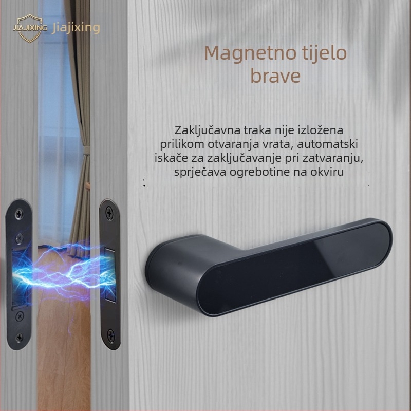 Brava na kvaku za vrata spavaće sobe, Jiajixing H03, aluminij, moderni minimalistički stil, za unutarnja drvena vrata