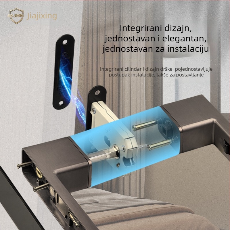 Brava na kvaku za vrata spavaće sobe, Jiajixing H03, aluminij, moderni minimalistički stil, za unutarnja drvena vrata