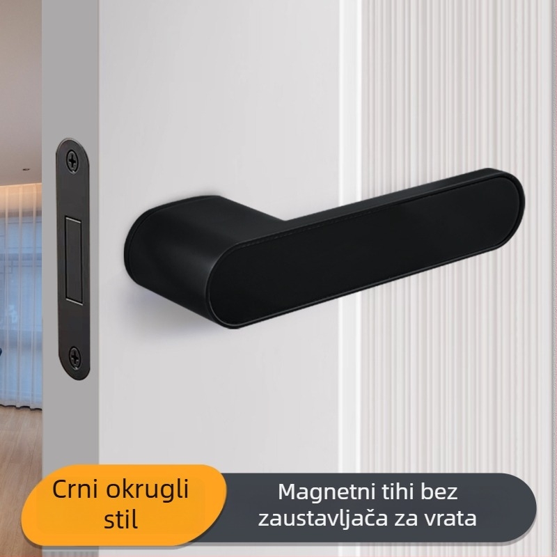 Brava na kvaku za vrata spavaće sobe, Jiajixing H03, aluminij, moderni minimalistički stil, za unutarnja drvena vrata