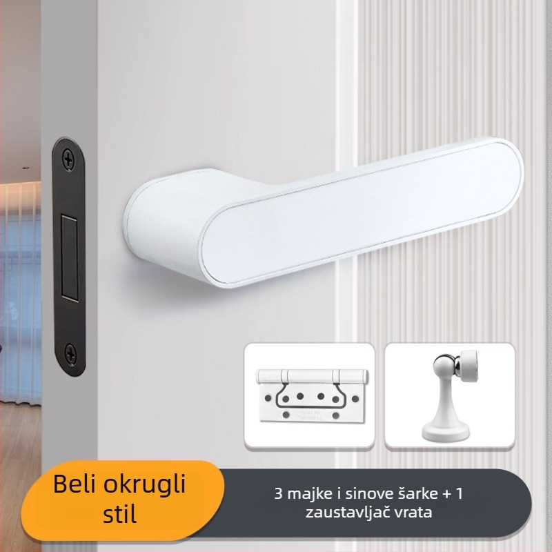 Brava na kvaku za vrata spavaće sobe, Jiajixing H03, aluminij, moderni minimalistički stil, za unutarnja drvena vrata