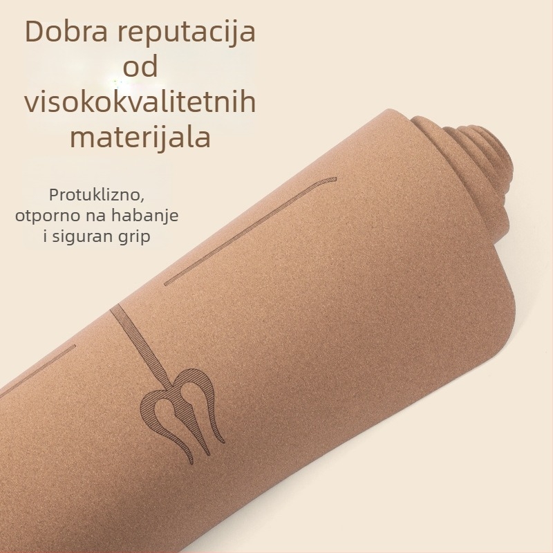 Joga podloga od kore i gume, 5 mm, 2,6 kg, protuklizna, otporna na trošenje, apsorpcija udara