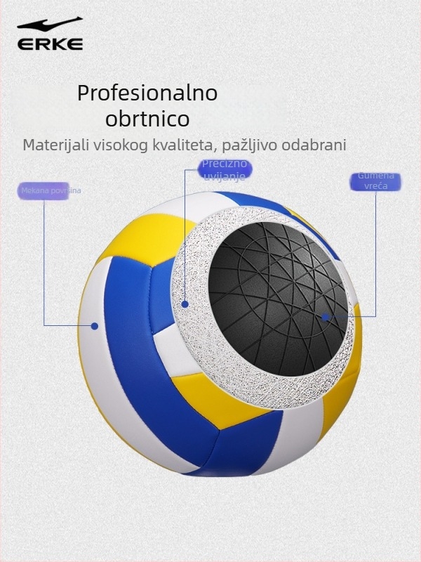 Dvoranska lopta za trening odbojke, PVC materijal, šivana strojem, namijenjena mlađim igračima