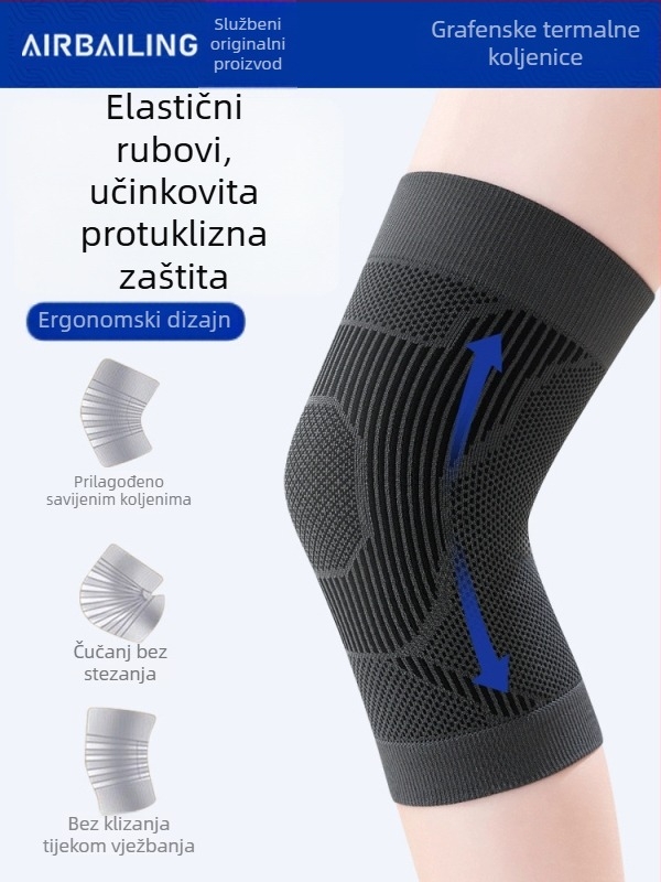 Zaštita koljena s protukliznom površinom i toplinom, poliester vlakna, univerzalni dizajn, za više sportova
