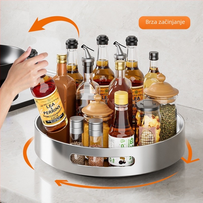 Rotirajući stalak za začine od 304 nehrđajućeg čelika - bez ugradnje, višefunkcionalni organizator začina