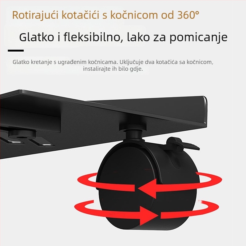 Stalak za računalo s kotačićima, podna baza, teleskopski skladišni regal, 1 etaža
