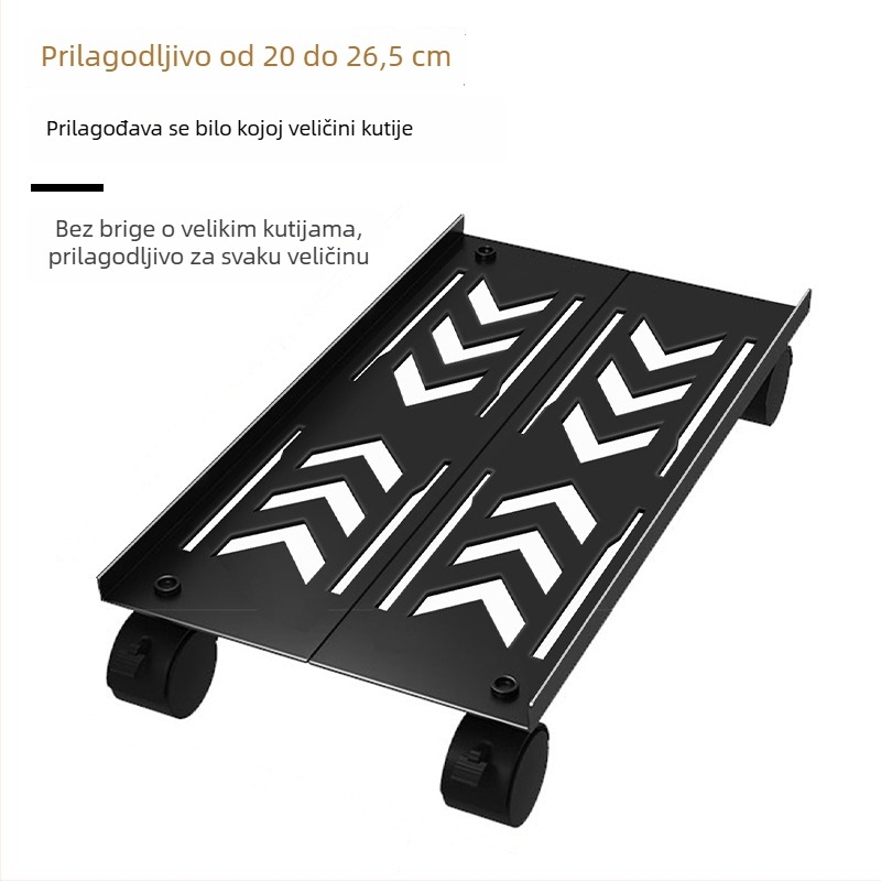 Stalak za računalo s kotačićima, podna baza, teleskopski skladišni regal, 1 etaža