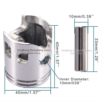 GOOFIT Set piston 40 mm za dvotaktni motor 50cc Jog Minarelli PW50 skuter (promjer piasa 40 mm, 2 utora za prstenove, integrirani prsten, otvor za pin 10×33, visina kompresije 40)