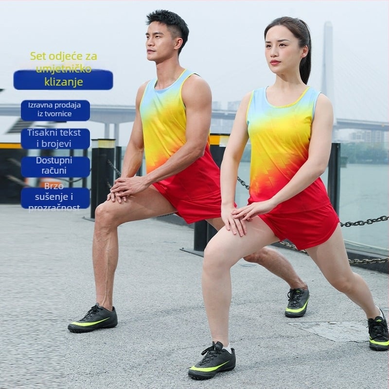 Ultra-lagana unisex kombinacija sprint jakne i trening odjeće za atletiku, brzo sušeći poliester 100%, podstava od poliester vlakana, za odrasle