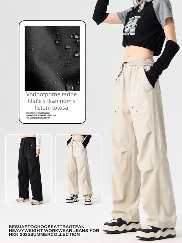 Jade Grape ženske radne hlače - visoki pas, duge, casual/workwear stil, poliester/spandeks, otporne na vjetar i vodu, za outdoor planinarenje, jesen 2025