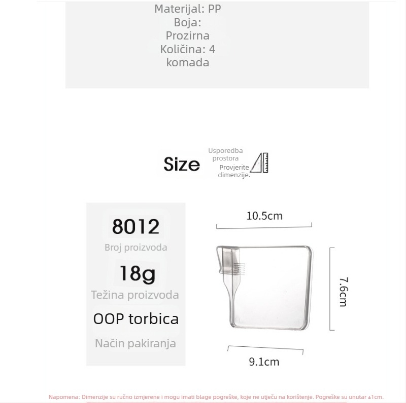 Plastični razdjelnik-klip za ladice i kutije za pohranu, jednostavan i moderan dizajn, montaža tip kuka, 1 sloj