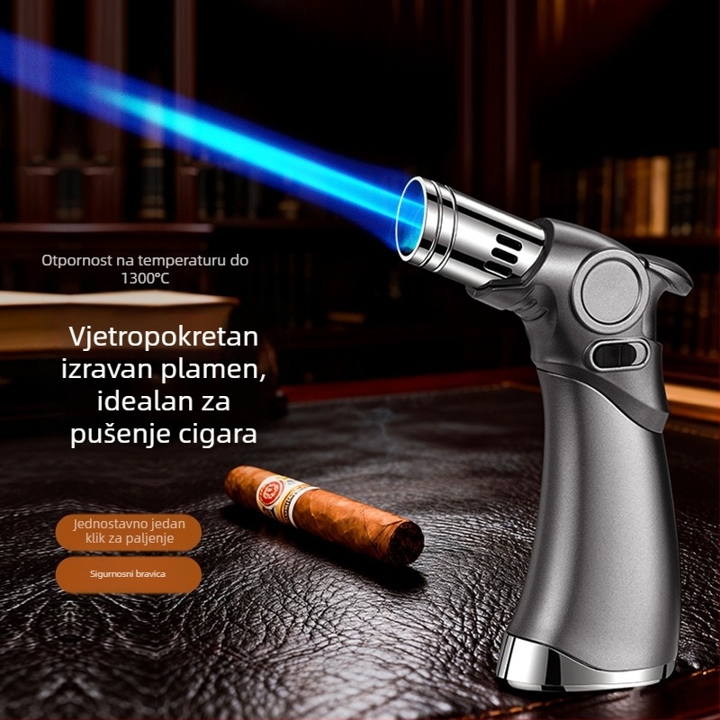 Troplamenasti zapaljivač otporan na vjetar za cigarete i vanjske roštilje, butansko gorivo, metalno kućište