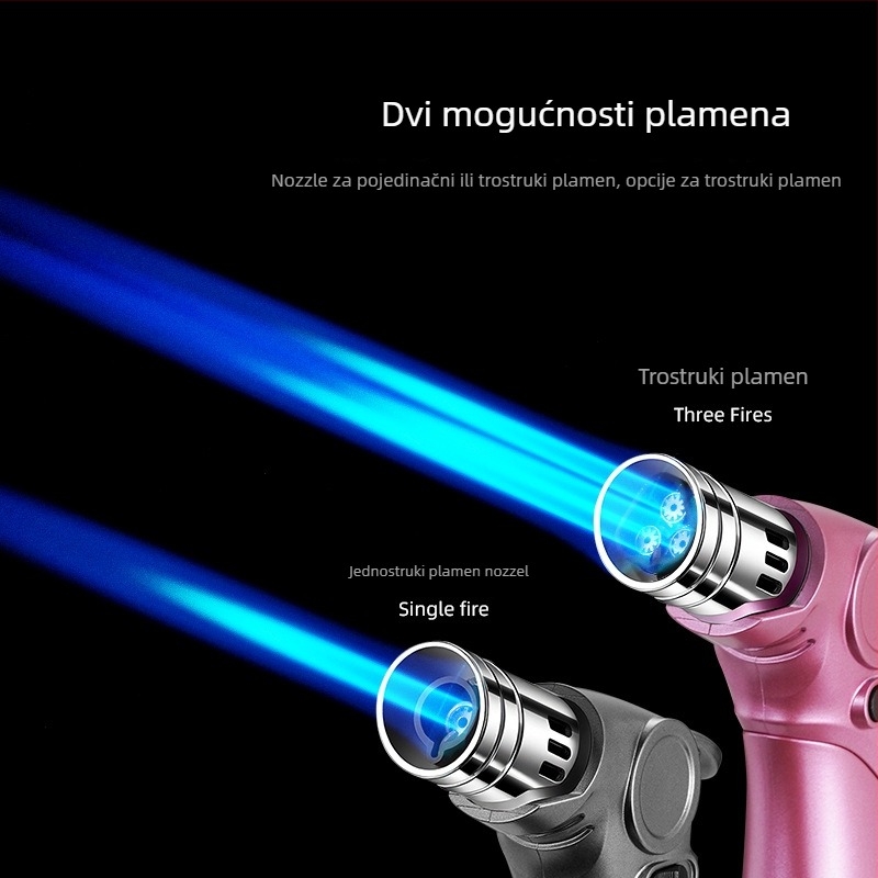 Troplamenasti zapaljivač otporan na vjetar za cigarete i vanjske roštilje, butansko gorivo, metalno kućište