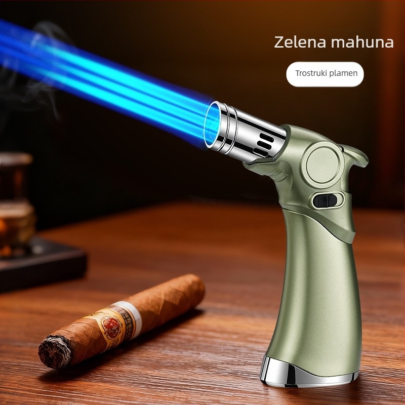 Troplamenasti zapaljivač otporan na vjetar za cigarete i vanjske roštilje, butansko gorivo, metalno kućište