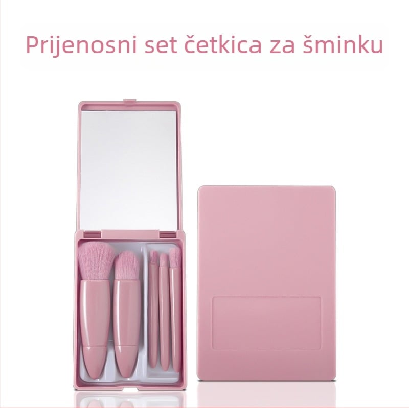 Set od 5 četkica za šminku s mekanim sintetičkim vlaknima, plastična drška, prenosna kutija