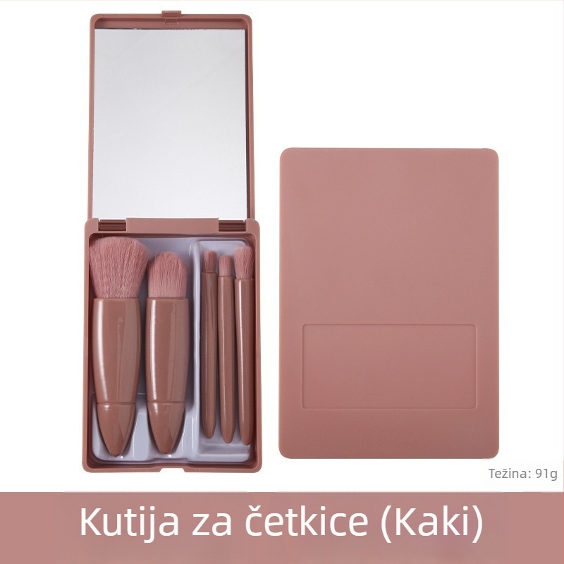 Set od 5 četkica za šminku s mekanim sintetičkim vlaknima, plastična drška, prenosna kutija