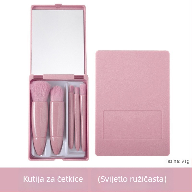 Set od 5 četkica za šminku s mekanim sintetičkim vlaknima, plastična drška, prenosna kutija