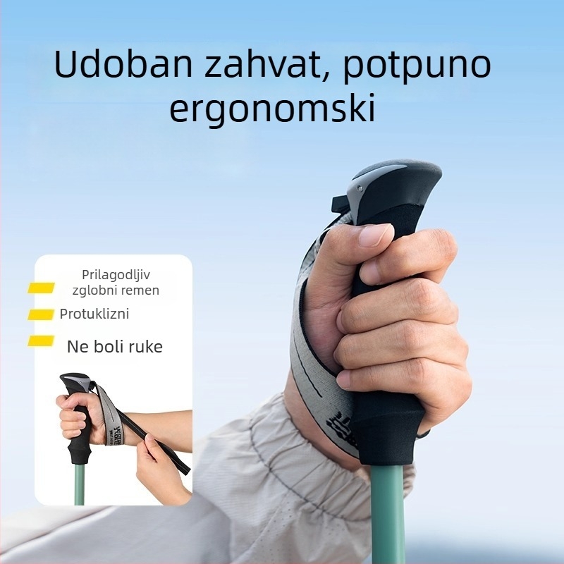 3K karbonski štap za planinarenje, trostruko teleskopski, ultra lagan, EVA drška, 174 g