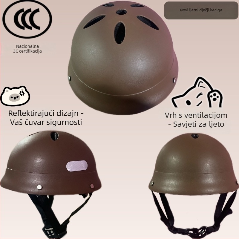 Dječja kaciga u japanskom stilu, ABS, polu-kaciga, za djecu, za off-road vožnju skuterom i biciklom za ravnotežu, 3C certifikat.