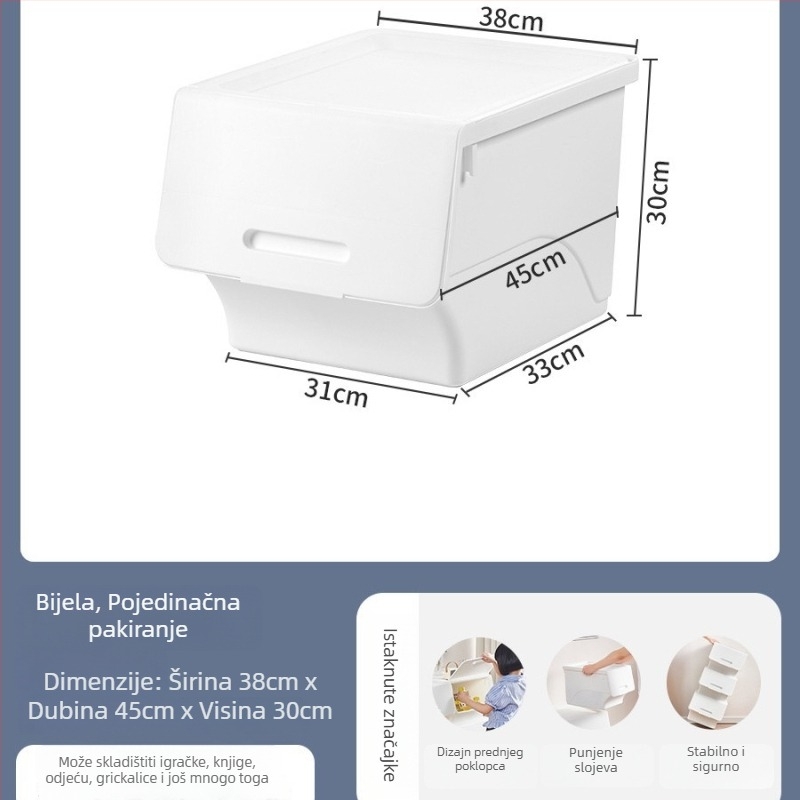 HMK kutija za pohranu igračaka, PP plast, kapacitet 45 L, otporna na prašinu, japanskog stila.
