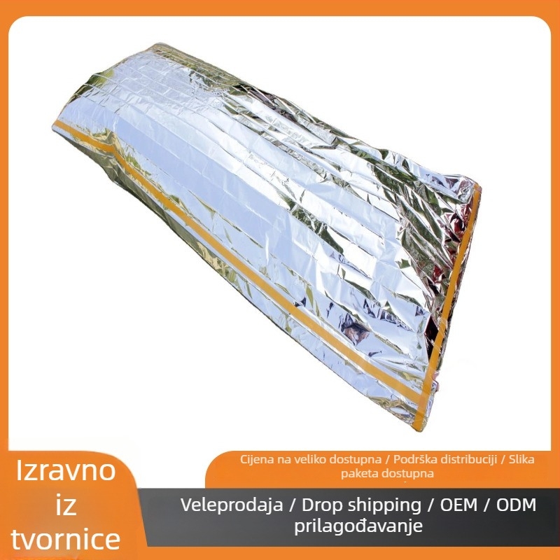 Hitni spavaći vreć s PET aluminijskom folijom, kuvertastog oblika, za odrasle, težina 80, licencirana privatna etiketa