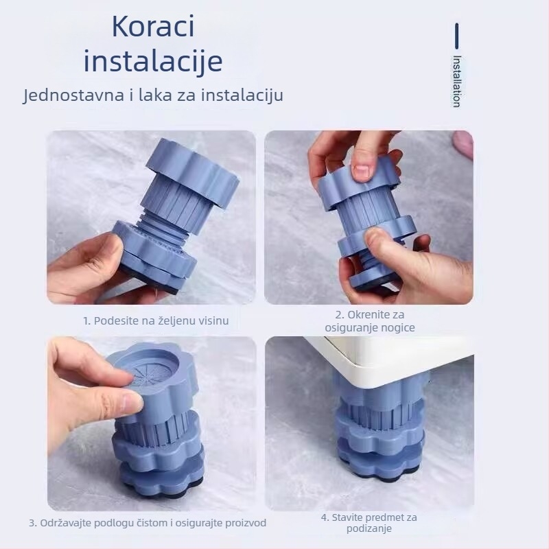 Podložak za noge perilice rublja – protuklizni, antivibracijski, podesiva po visini, univerzalni, bez ugradnje