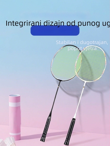 Badminton raketa – trening set za početnike, potpuno karbonska vlakna, ultra lagana, 80–84 g, 4U, držač G5, direktan udarac