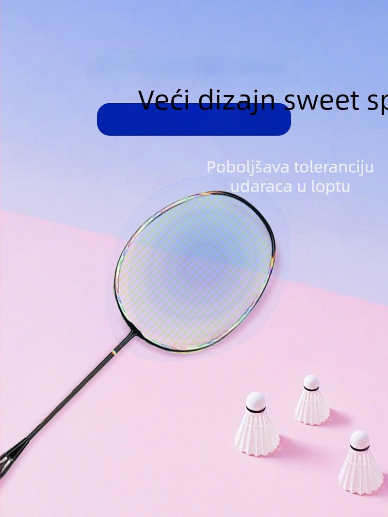 Badminton raketa – trening set za početnike, potpuno karbonska vlakna, ultra lagana, 80–84 g, 4U, držač G5, direktan udarac
