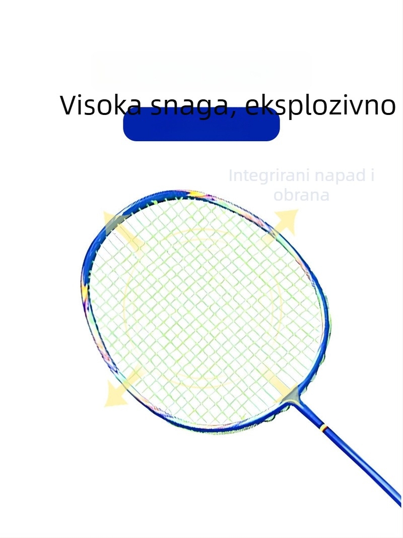 Badminton raketa – trening set za početnike, potpuno karbonska vlakna, ultra lagana, 80–84 g, 4U, držač G5, direktan udarac