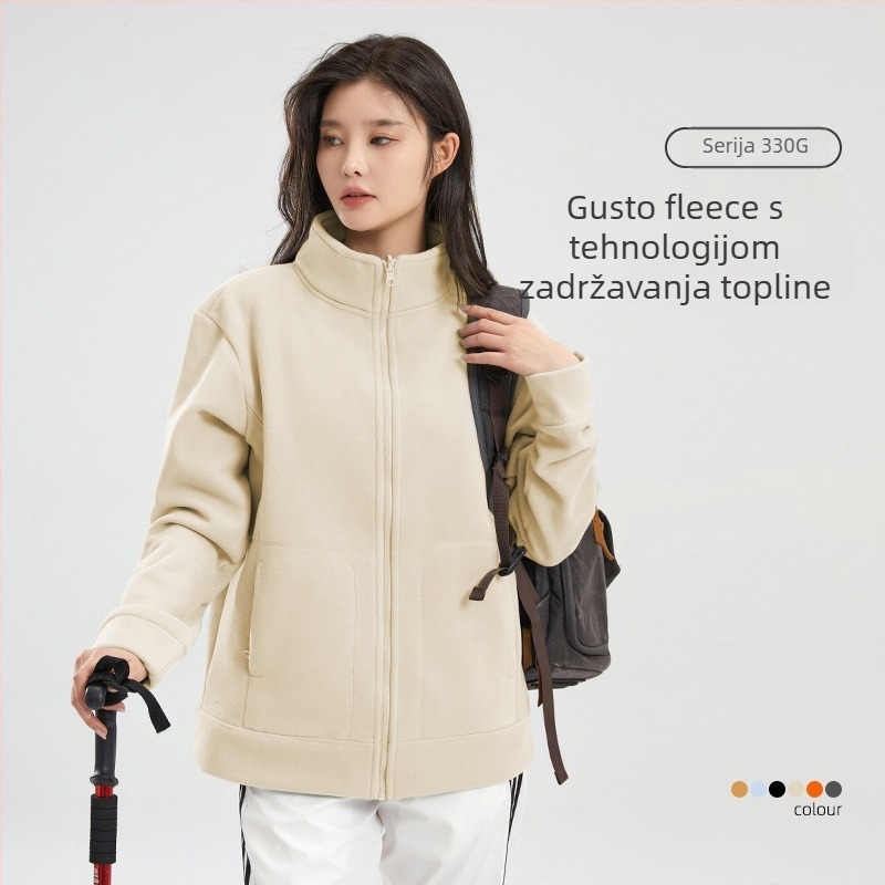 Unisex jakna od polar fleecea, stojeći ovratnik, dvostruki dizajn, pojačana toplina, za aktivnosti na otvorenom